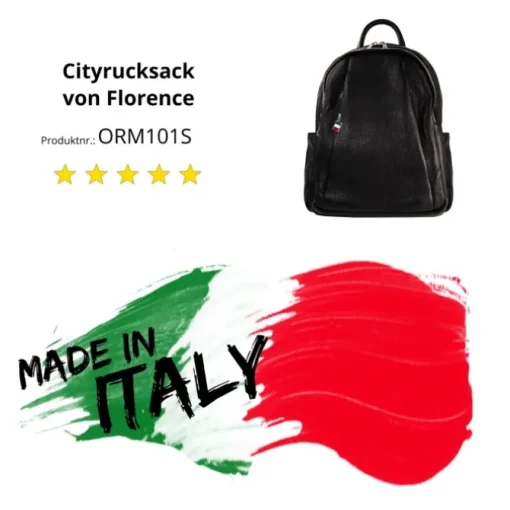 Florence Rucksack Damen Echtleder Cityrucksack schwarz ORM101S