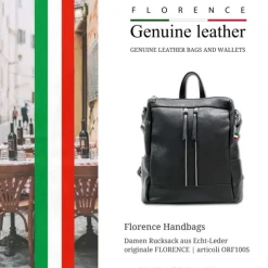 Florence Rucksack Damen Echtleder Cityrucksack schwarz ORF100S