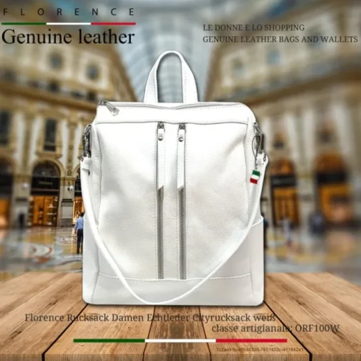 Florence Rucksack Damen Echtleder Cityrucksack weiß ORF100W