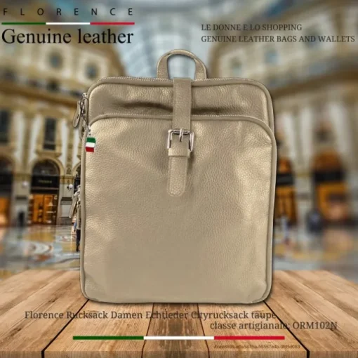 Florence Rucksack Damen Echtleder Cityrucksack taupe ORM102N