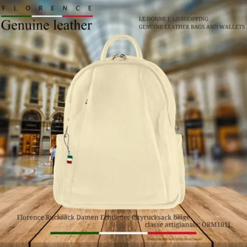 Florence Rucksack Damen Echtleder Cityrucksack beige ORM101I