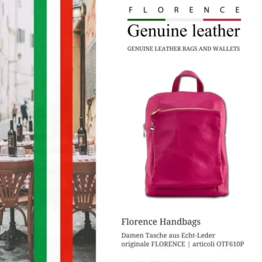 Florence Rucksack Damen Echtleder Cityrucksack fuchsia OTF610P
