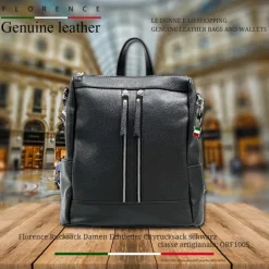 Florence Rucksack Damen Echtleder Cityrucksack schwarz ORF100S
