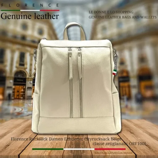 Florence Rucksack Damen Echtleder Cityrucksack beige ORF100I