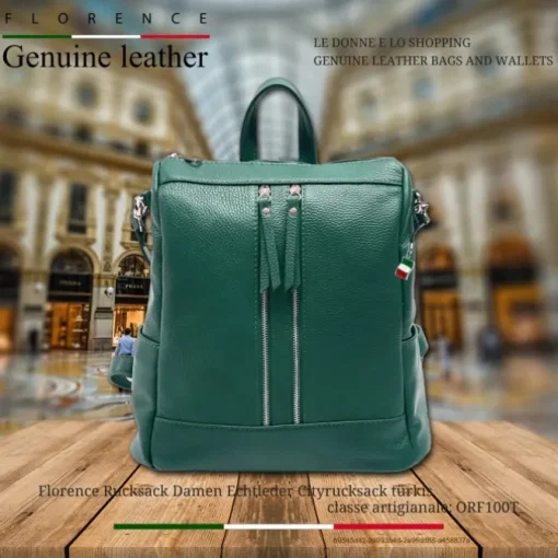 Florence Rucksack Damen Echtleder Cityrucksack türkis ORF100T