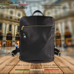 Florence Rucksack Damen Echtleder Cityrucksack schwarz ORM103S