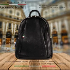 Florence Rucksack Damen Echtleder Cityrucksack schwarz ORM101S