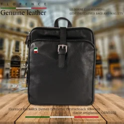 Florence Rucksack Damen Echtleder Cityrucksack schwarz ORM102S