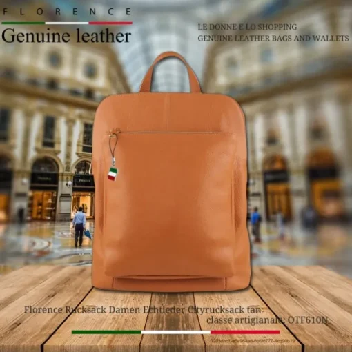 Florence Rucksack Damen Echtleder Cityrucksack tan OTF610N