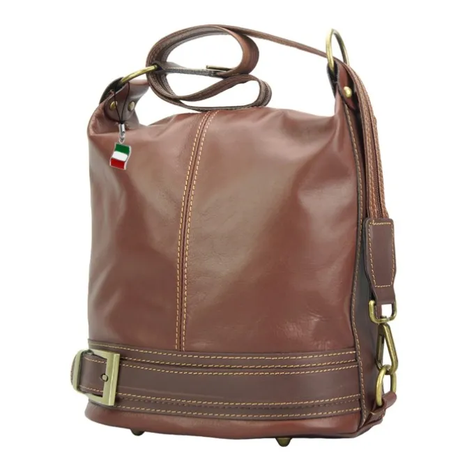 Florence ,Rucksack wandelbar Damen Handtasche Leder braun OTF104N