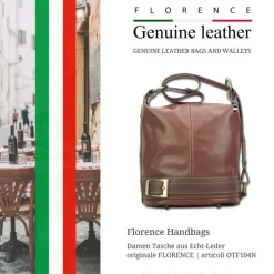 Florence ,Rucksack wandelbar Damen Handtasche Leder braun OTF104N