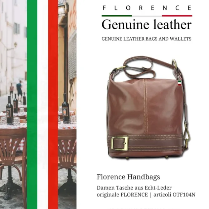 Florence ,Rucksack wandelbar Damen Handtasche Leder braun OTF104N