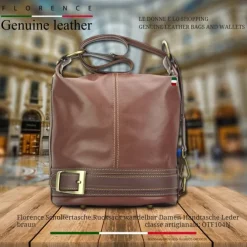 Florence ,Rucksack wandelbar Damen Handtasche Leder braun OTF104N