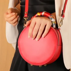 Florence runde Damen echtes Leder Handtasche gelb OTF819Y