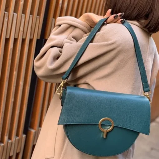 Florence Satteltasche Echtleder Damen schwarz OTF824S