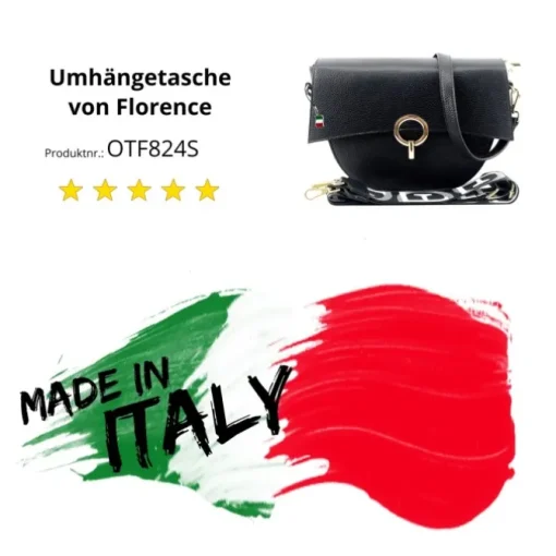 Florence Satteltasche Echtleder Damen schwarz OTF824S