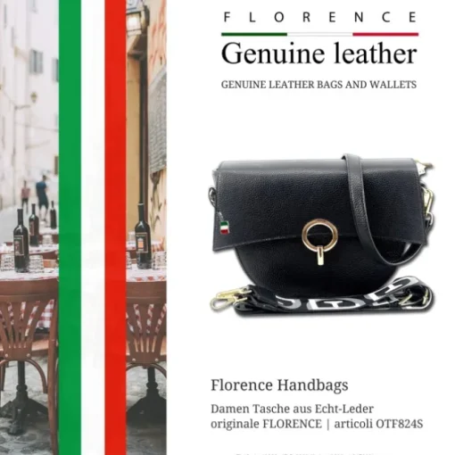 Florence Satteltasche Echtleder Damen schwarz OTF824S