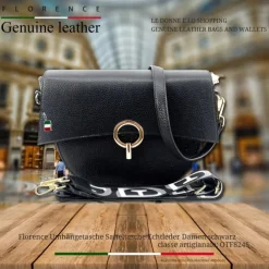 Florence Satteltasche Echtleder Damen schwarz OTF824S