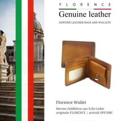 Florence Vintage Portemonnaie Echtleder cognac Brieftasche OPF100C