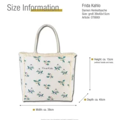 Frida Kahlo Damen Henkeltasche Canvas Tasche natur, dunkelgrün OTI800I