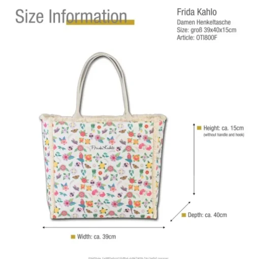 Frida Kahlo Damen Henkeltasche Canvas Tasche beige, natur, bunt OTI800F