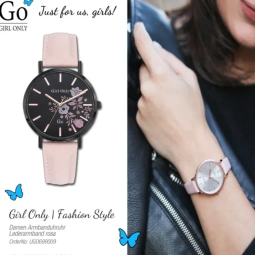 Girl Only GO Damenuhr Analog Quarzuhr mit Lederarmband rosa UGO699009