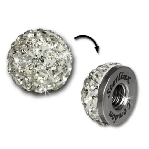 Glitzerkugel weiß für Sterlinx London Shamballa Armband SHB00W