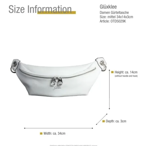 Glüxklee Gürteltasche Bauchtasche hellgrau Kunstleder Damen Belt Bag OTD5029K