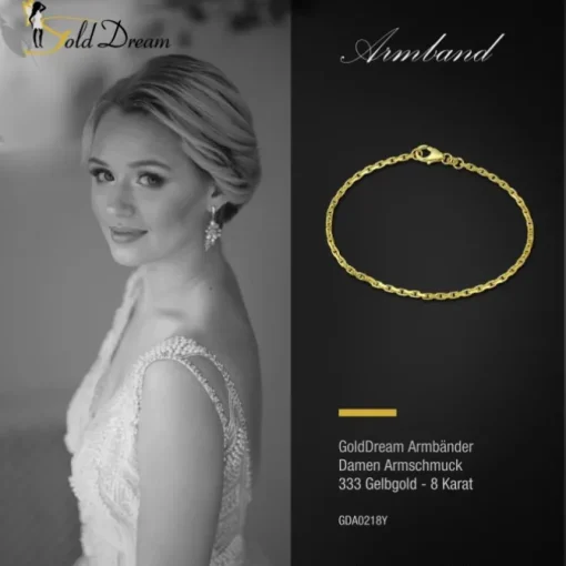 GoldDream Armband Anker diamantiert 333 Gold 18,5cm 8 Karat GDA0218Y