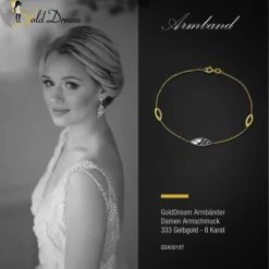 GoldDream Armband Glamour Zirkonia weiß 333 Gold 18,5cm 8 Karat GDA5018T