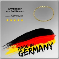 GoldDream Armband Kordel hohl 333 Gold 18,5cm 8 Karat GDA0328Y