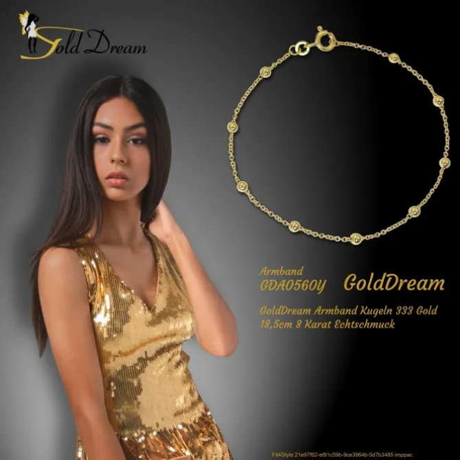 GoldDream Armband Kugeln 333 Gold 18,5cm 8 Karat Echtschmuck GDA0560Y