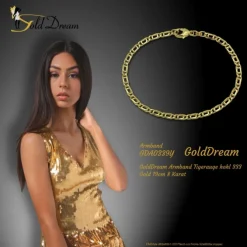GoldDream Armband Tigerauge hohl 333 Gold 19cm 8 Karat GDA0339Y
