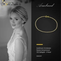 GoldDream Armband Zopf bicolor 333 Gold 19cm 8 Karat GDA0529T
