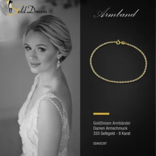 GoldDream Armband Zopf bicolor 333 Gold 19cm 8 Karat GDA0529T