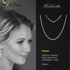 GoldDream Collier Kette Plättchen 333 Gelbgold Damen 45cm GDK00345T
