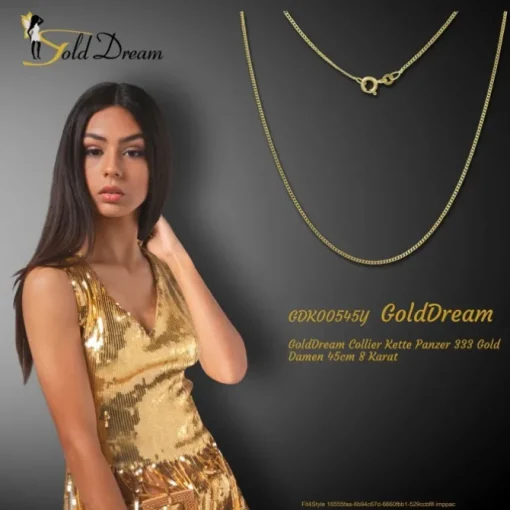 GoldDream Collier Kette Panzer 333 Gold Damen 45cm 8 Karat GDK00545Y
