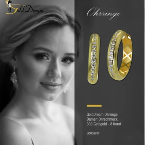 GoldDream Creole Beauty Zirkonia Ohrring 333 Gold Echtschmuck GDO5670Y