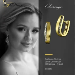 GoldDream Creole Beauty Zirkonia weiß Ohrring 333 Gold Echtschmuck GDO533WY