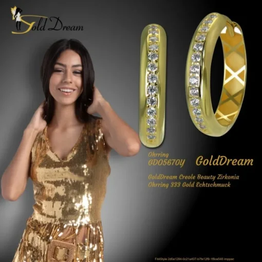 GoldDream Creole Beauty Zirkonia Ohrring 333 Gold Echtschmuck GDO5670Y