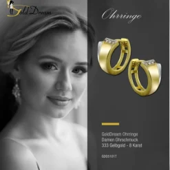 GoldDream Creole Bicolor Zirkonia Ohrring 333 Gold Echtschmuck GDO5101T