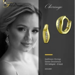 GoldDream Creole Blatt Zirkonia weiß Ohrring 333 Gelbgold Echtschmuck GDO538WY