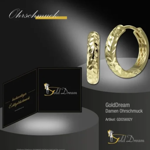 GoldDream Creole Cut 18mm Ohrring 333er Gelbgold Echtschmuck GDO5692Y