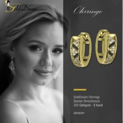 GoldDream Creole Dreiecke Zirkonia Ohrring 333 Gold Echtschmuck GDO5629Y