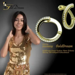 GoldDream Creole Fashion 16mm Zirkonia Ohrring 333 Gelbgold Echtschmuck GDO5683Y