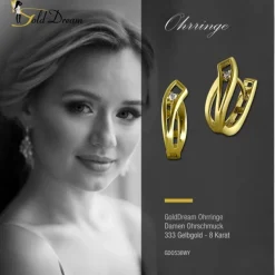 GoldDream Creole geschwungen Zirkonia Ohrring 333er Gold Echtschmuck GDO536WY