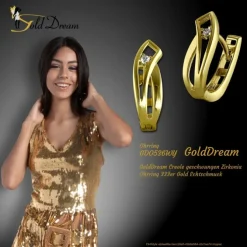 GoldDream Creole geschwungen Zirkonia Ohrring 333er Gold Echtschmuck GDO536WY