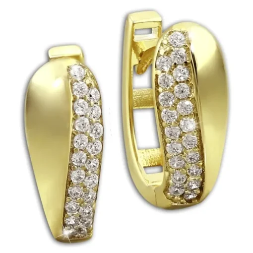 GoldDream Creole Glamour Zirkonia weiß Ohrring 333 Gold Echtschmuck GDO526WY