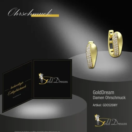 GoldDream Creole Glamour Zirkonia weiß Ohrring 333 Gold Echtschmuck GDO526WY