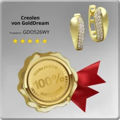 GoldDream Creole Glamour Zirkonia weiß Ohrring 333 Gold Echtschmuck GDO526WY